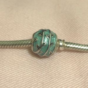 Pandora blue enamel silver vines bead